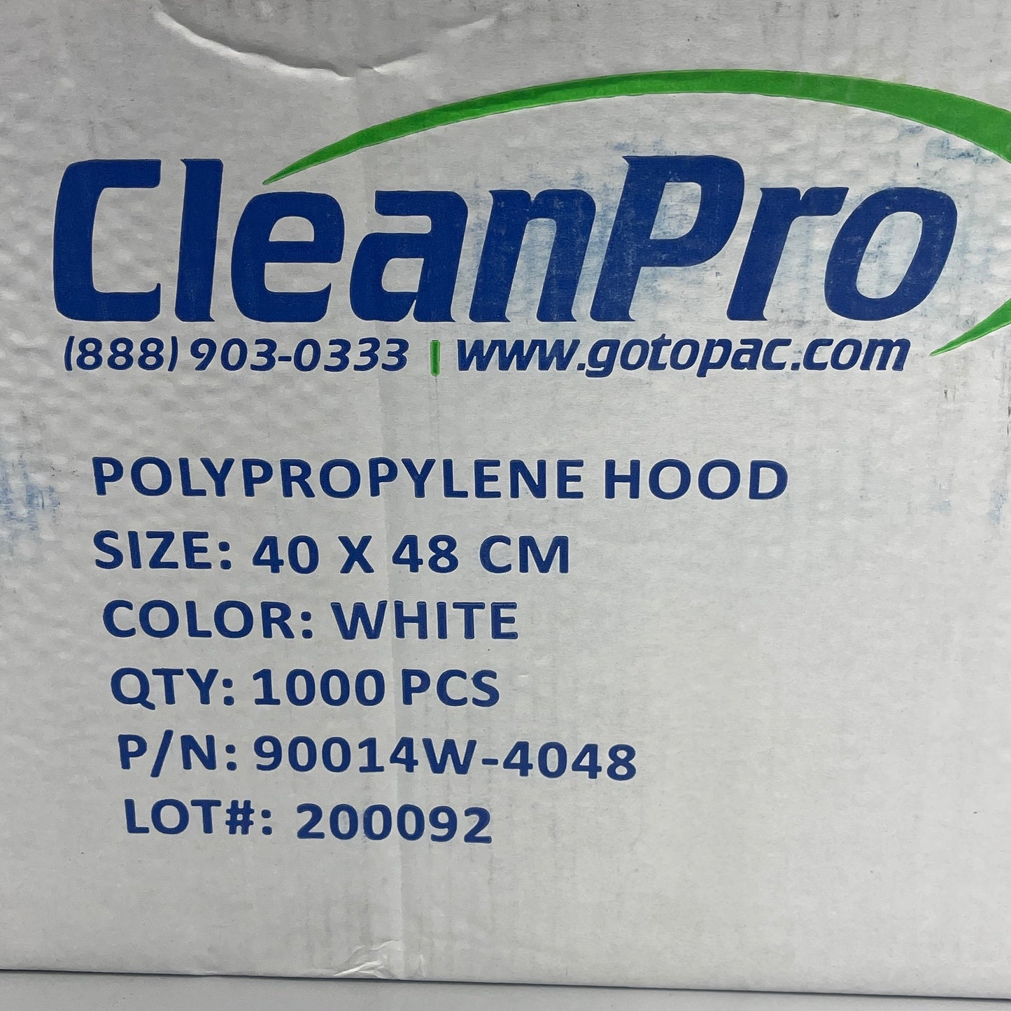 CLEANPRO (1,000 PACK) Bouffant Hood Disposable 90014W-4048 White BB 09/26/26