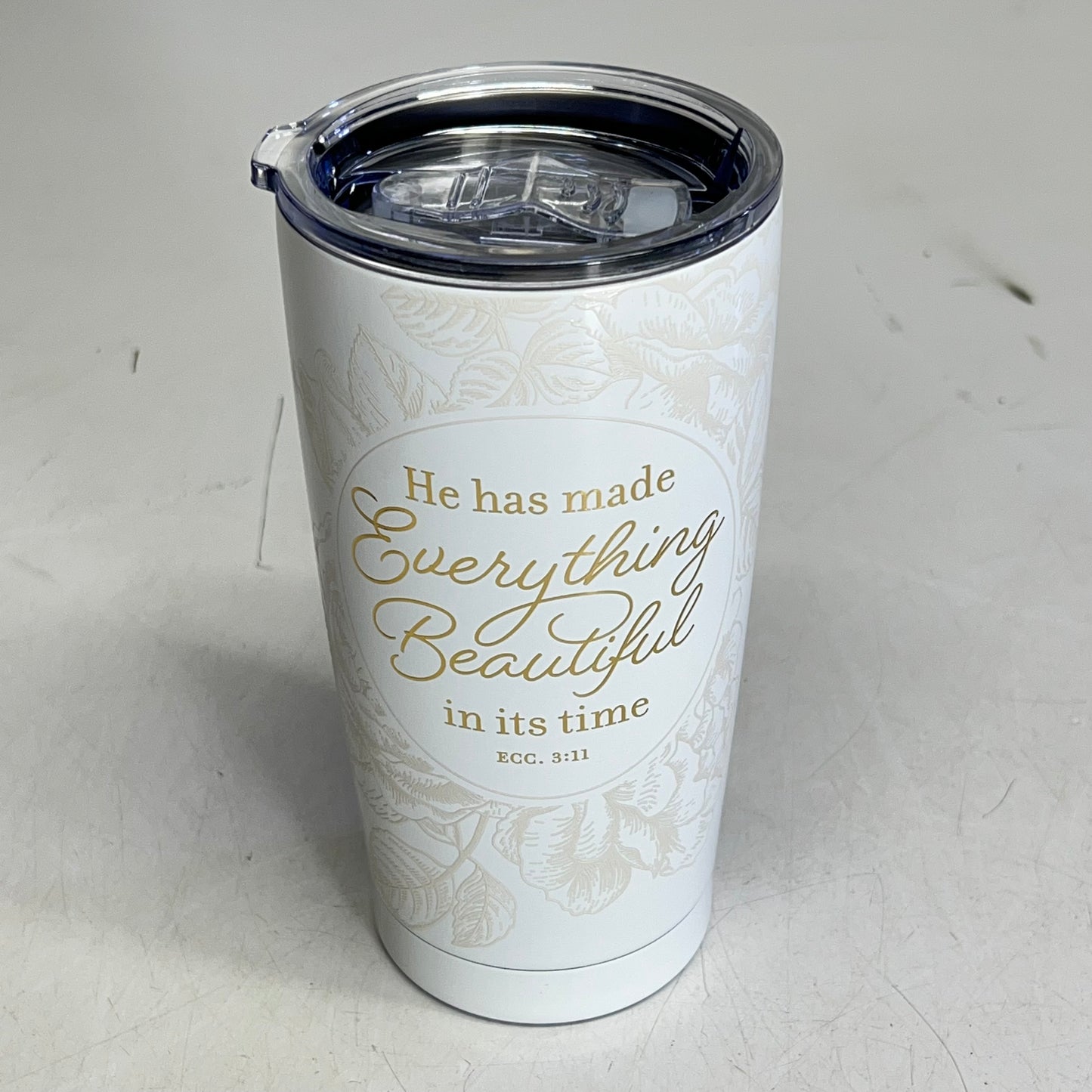 CHRISTIAN ART GIFTS Ecclesiastes 3:11 Stainless Steel  Tumbler 18 Fl Oz White