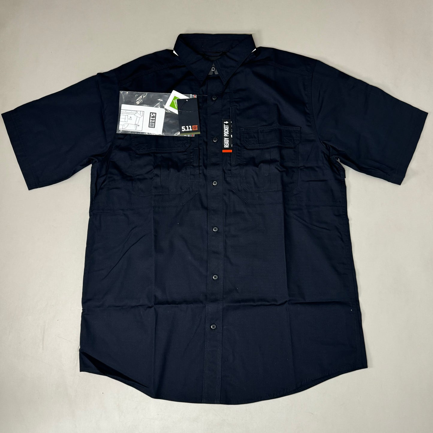 5.11 TACTICAL Men's Tactical Pro Short Sleeve Shirt Sz-L Dark Navy 71175T