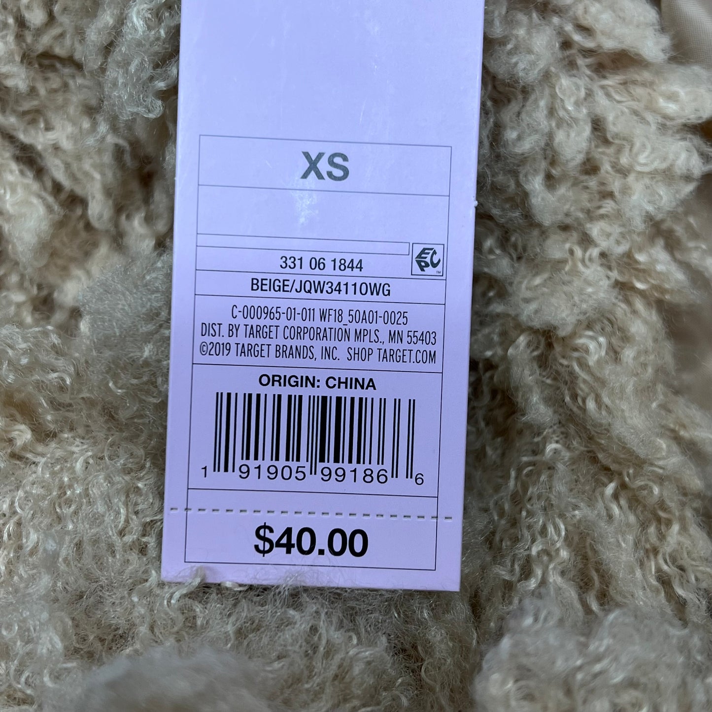 WILD FABLE Collared Shaggy Jacket 100% Polyester Lining Women's Sz XS Beige