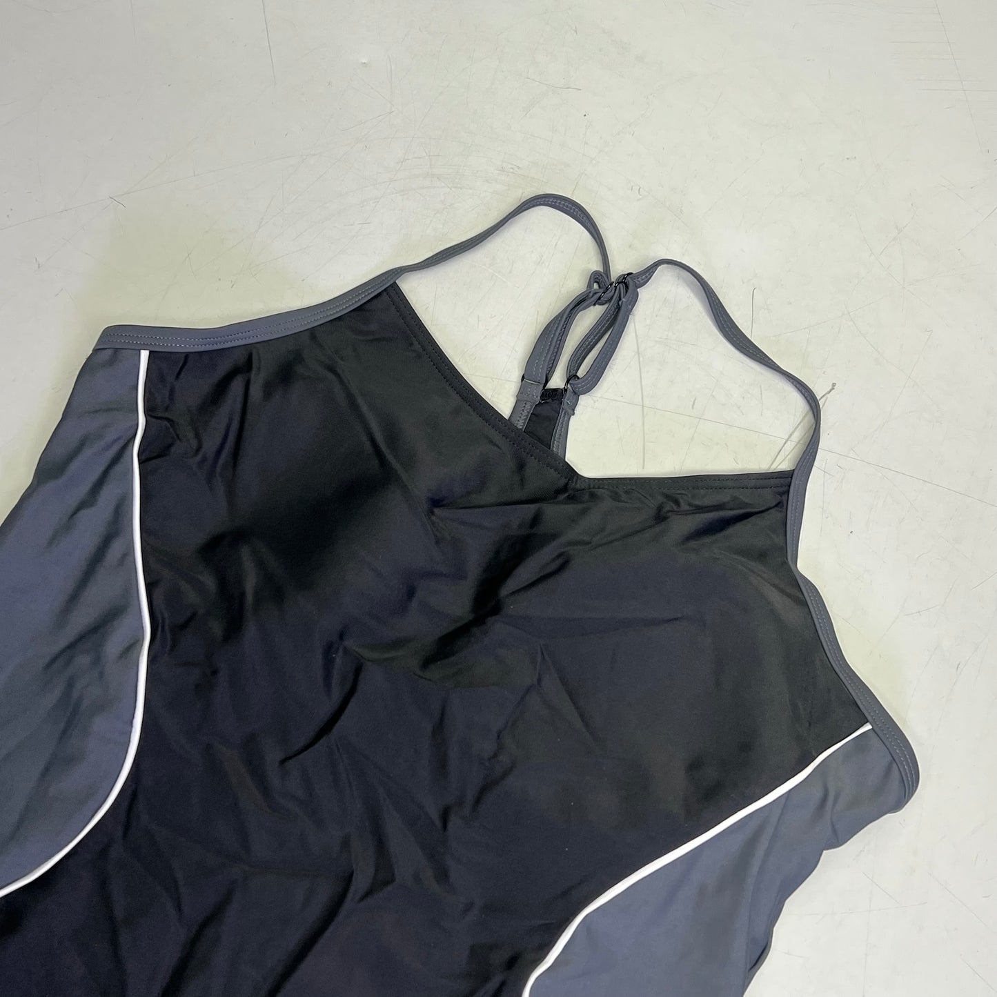 BEAUTYLN Athletic Training Swimwear Shorts One Piece Women's Sz L Black/Grey