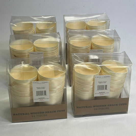 FINCH + FENNEL (6 PACK) 4 oz. Wood Single Use Snack Cups in Kraft Box DF8342