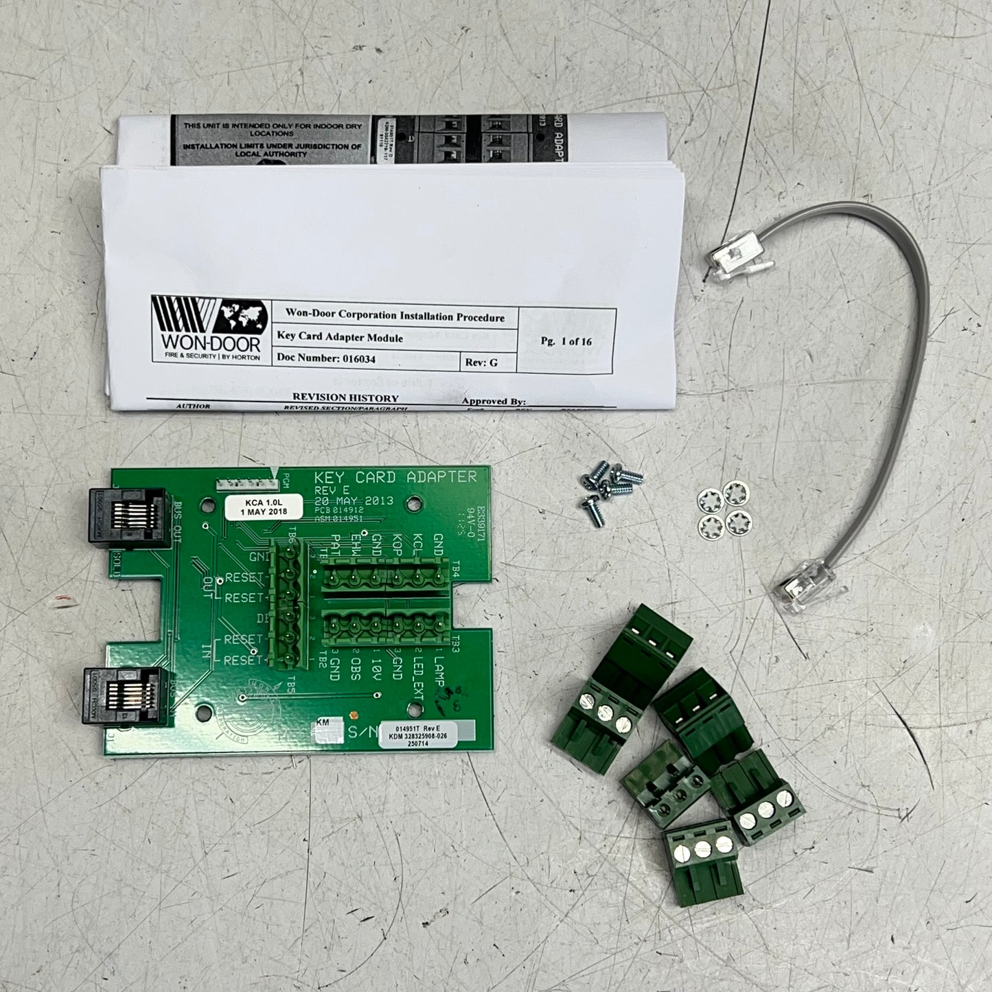 WON-DOOR Key Card Adapter Module Kit Mfg Date 01/22/2026 Green 016940