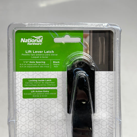 NATIONAL HARDWARE Lift Lever Latch Fits Doors 3/4" to 1-1/4" Black N100-034