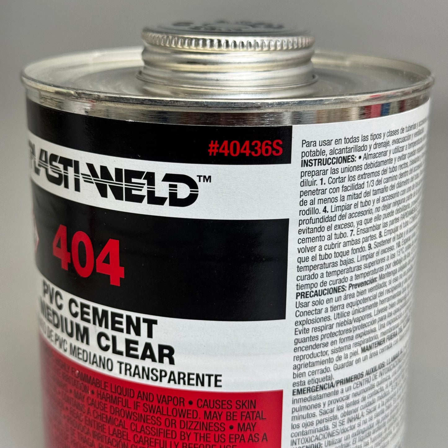 PLASTI-WELD PVC Cement Medium Clear 40436S 32oz Red/Black