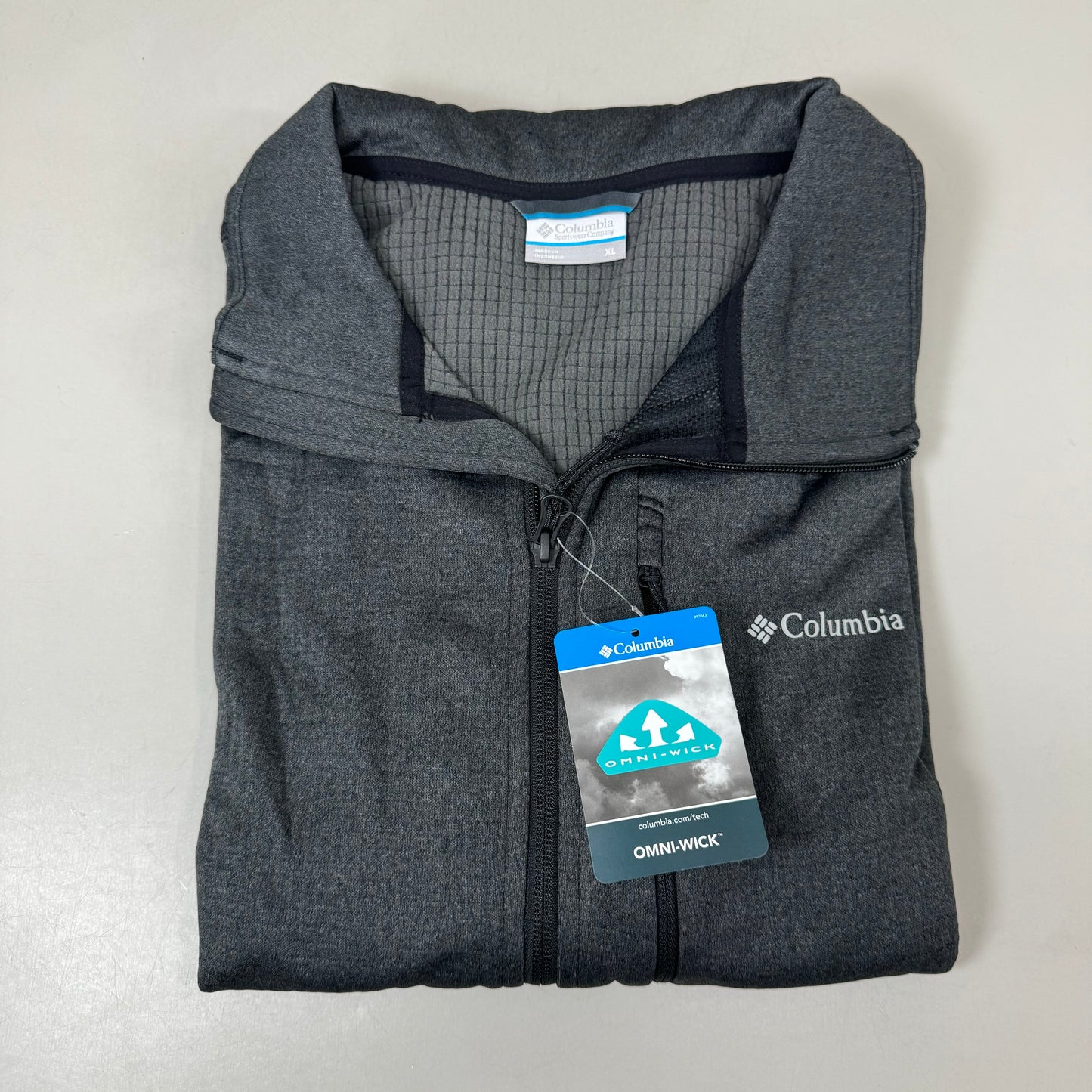 COLUMBIA Park View Fleece Half Zip Omni-Wick Men's Sz XL Blk Heather 1952201010