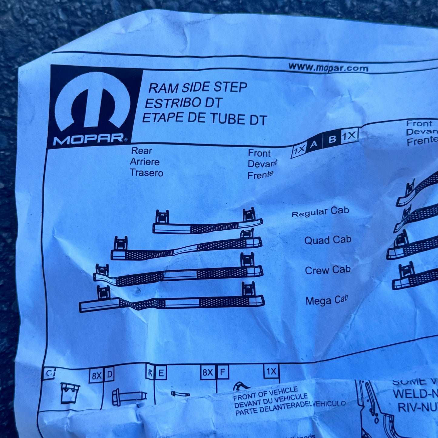 MOPAR RAM Side Steps Tubular 82215086AC (2 Pcs) Size 86”Lx11”W New Other