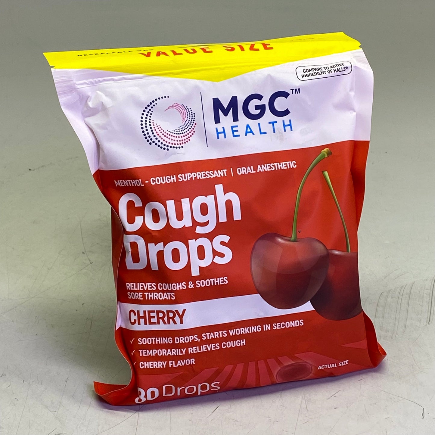 ZA@ MGC HEALTH (6 PACKS Of 80 Drops) Menthol Cough Drops 80 Drops Red IT000037-80 BB 10/25 E