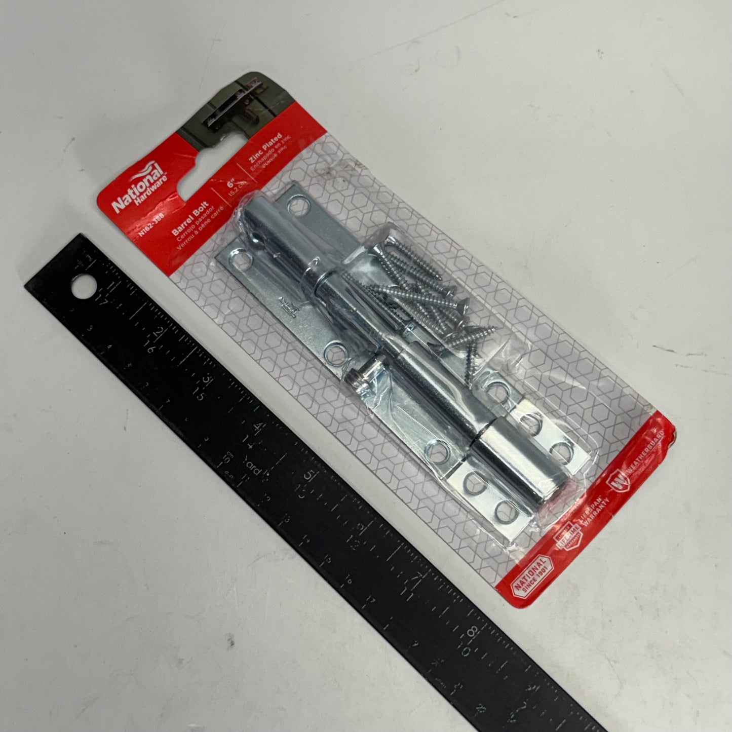 NATIONAL HARDWARE Barrel Bolt Sz 6", Grey N162-388