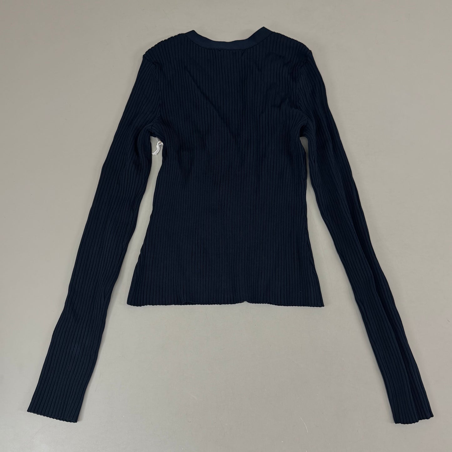 GOOD AMERICAN Shine Rib V-Neck Cardigan Women's Sz Small NEW Navy002 GSK0245