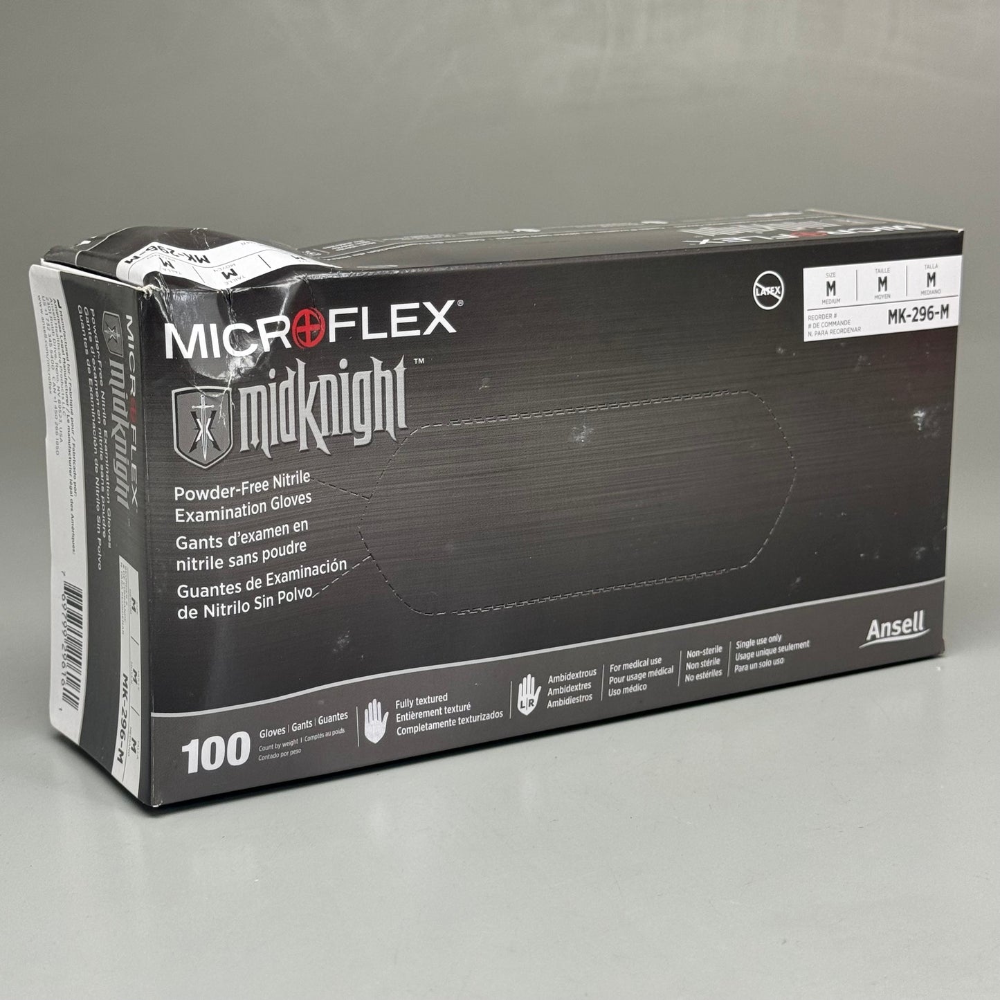 MICROFLEX (100 Pack) Midknight Nitrile Disposable Gloves Size: M MK-296-M