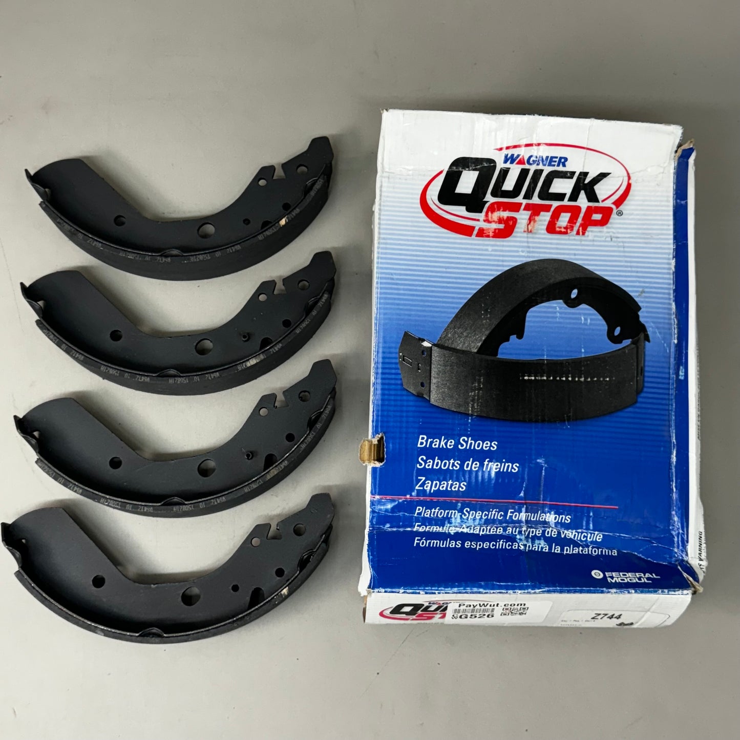 WAGNER QS Ceramic Disc Brake Shoes Set 9" x 5" Black Z744