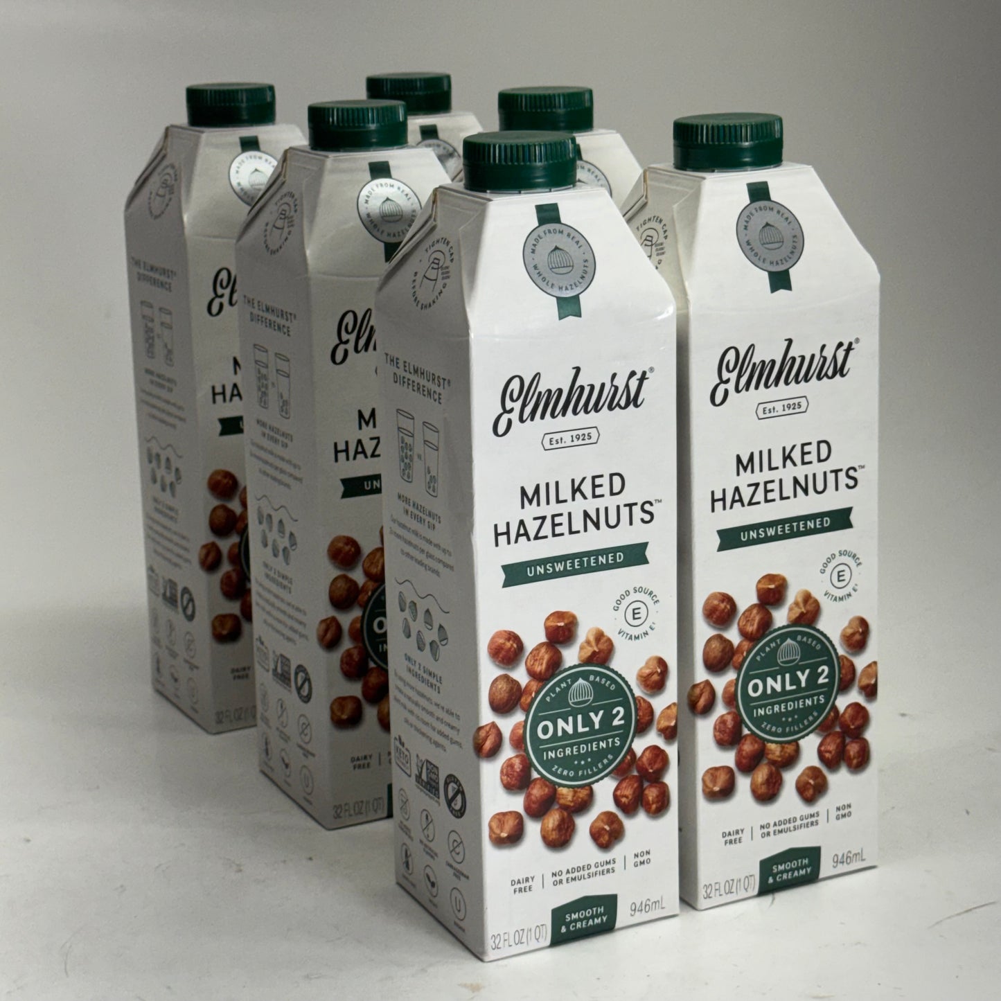 ELMHURST (6 PACK) Milked Hazelnut Unsweetened 32 fl oz. BB 10/26