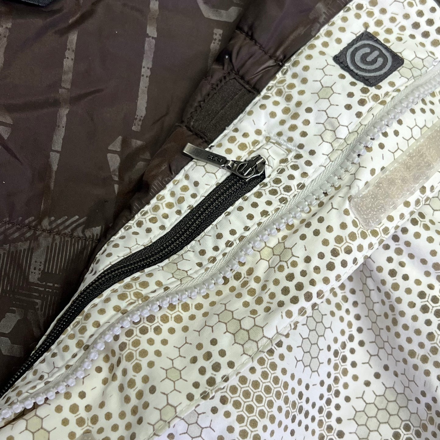 NORTH FACE Full Zip Elastic Waist Winter Coat Men's Sz L Honey Comb Pattern