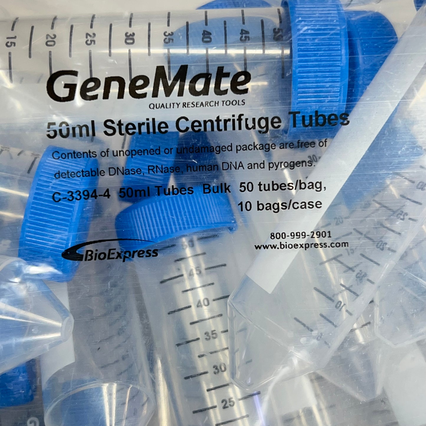 VWR (50 PACK) Polypropylene Sterile Centrifuge Tubes 50 ml Natural/Blue Cap