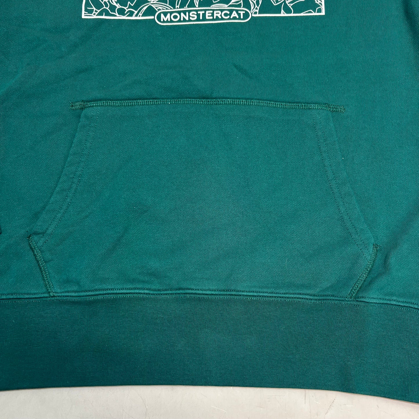 MONSTERCAT Hooded Drawstring Pull Over Sweatshirt Unisex Sz S Emerald Green