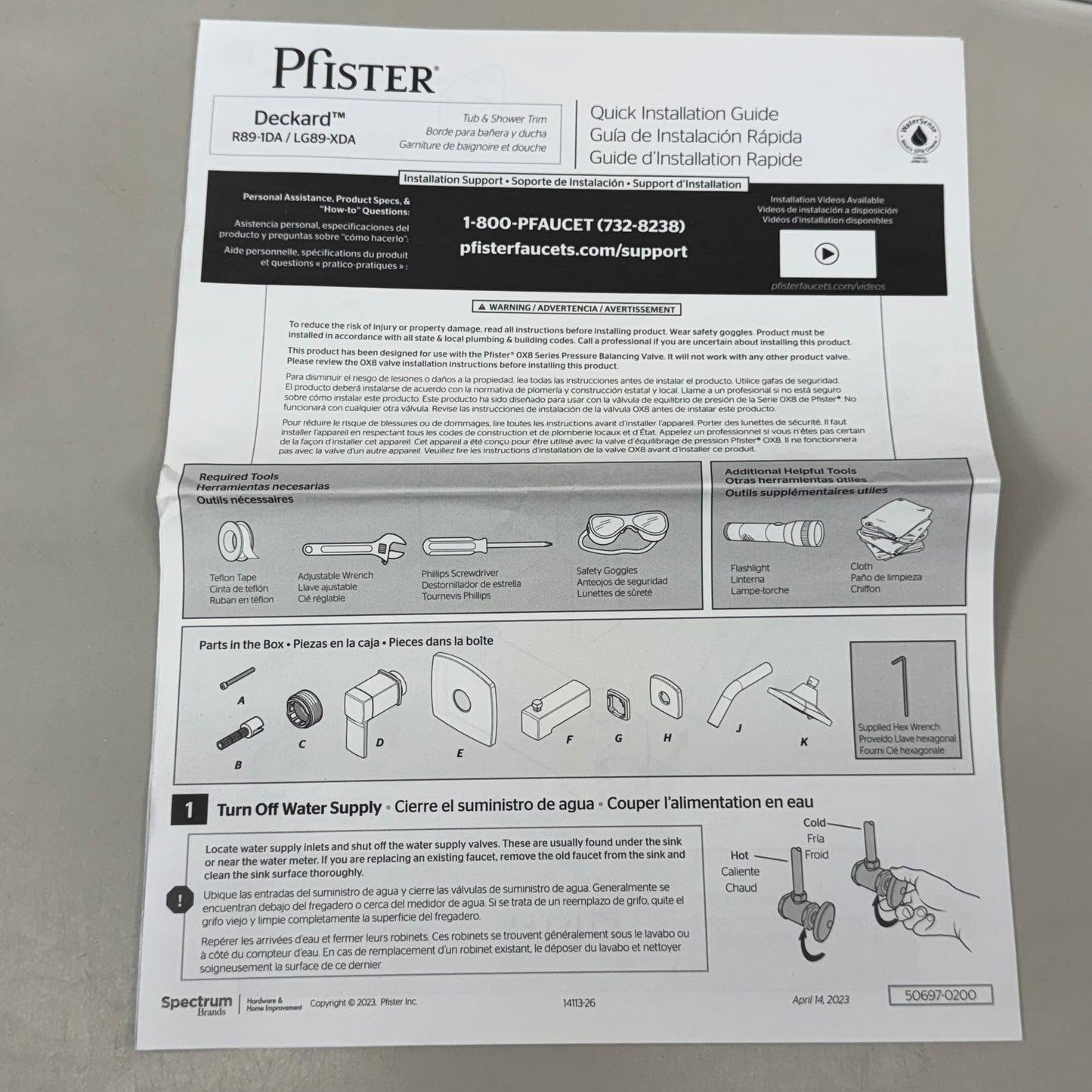 PFISTER Bathroom Shower Faucet Polished Chrome L09222023