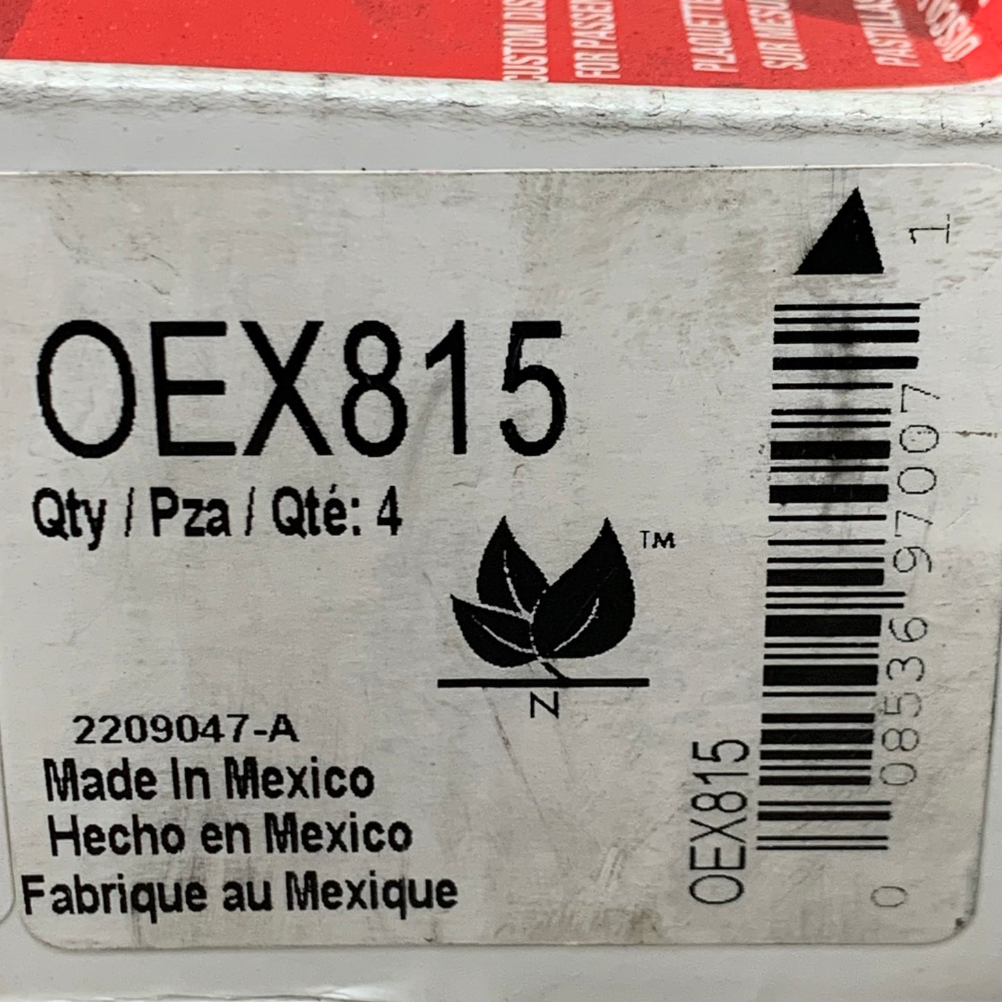 WAGNER OEx Premium Ceramic Disc Brake Pad Set 5 1/2" x 2" Grey OEX815