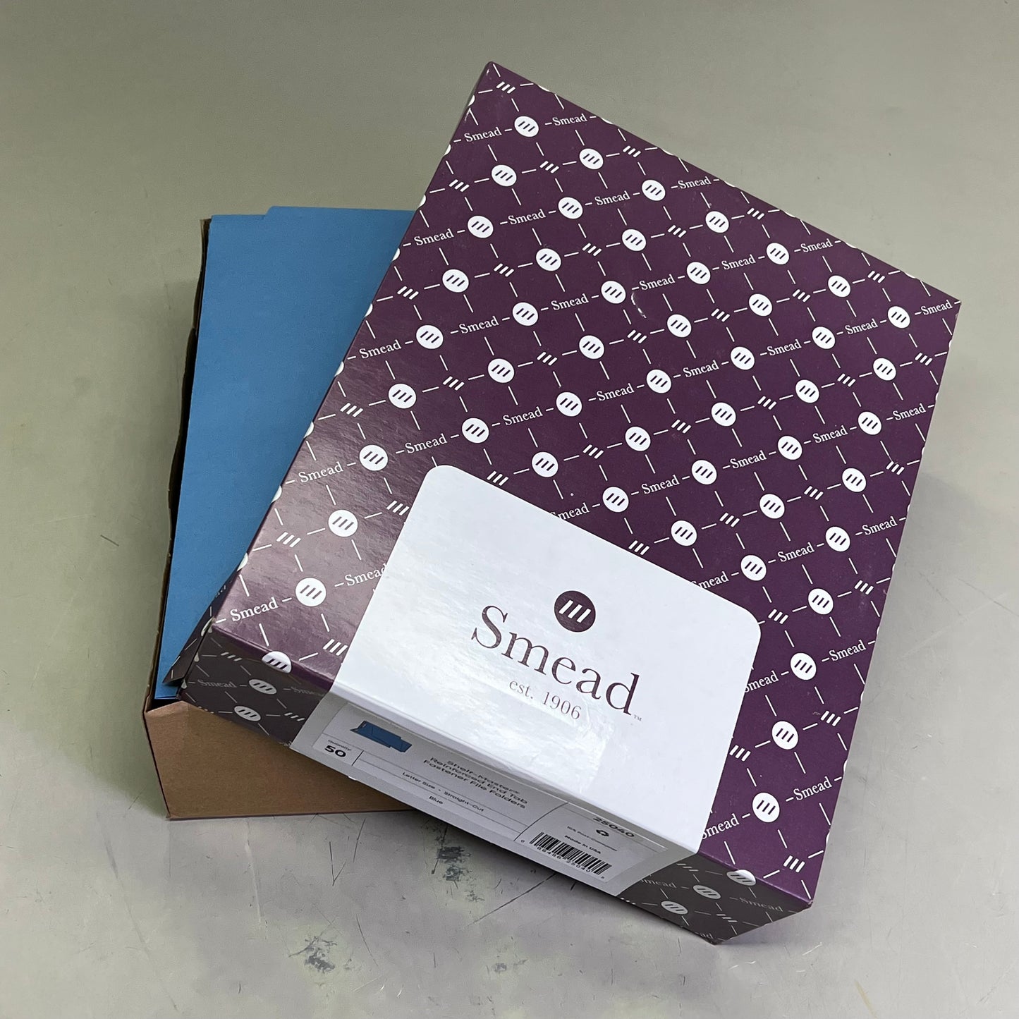 SMEAD (50 PACK) End-Tab Folders W/ Fasteners Straight Cut 2-Ply Blue 25040