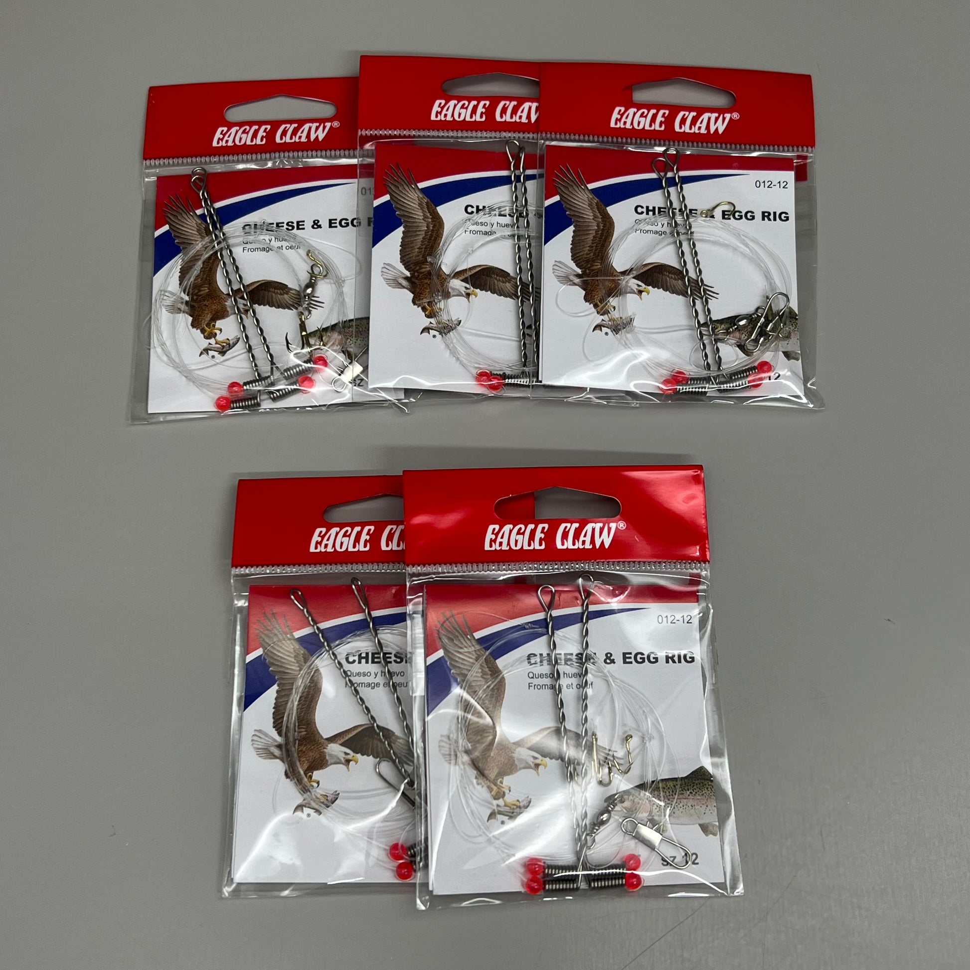 EAGLE CLAW (5 PACK) Salmon, Egg & Cheese Rig Fish Hook Gold/Pink #12 1 – PayWut