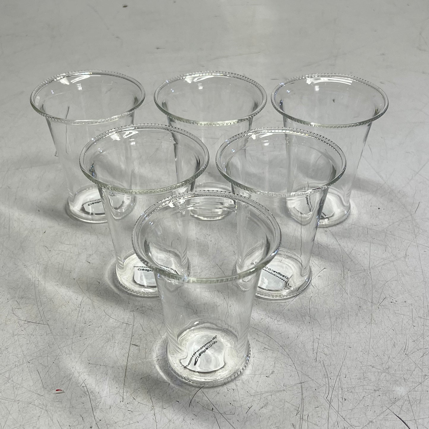 ZA@ CREATIVE CO OP (6 PACK) Drinking Glasses W/ Debossed Rim  6oz Clear DF8590