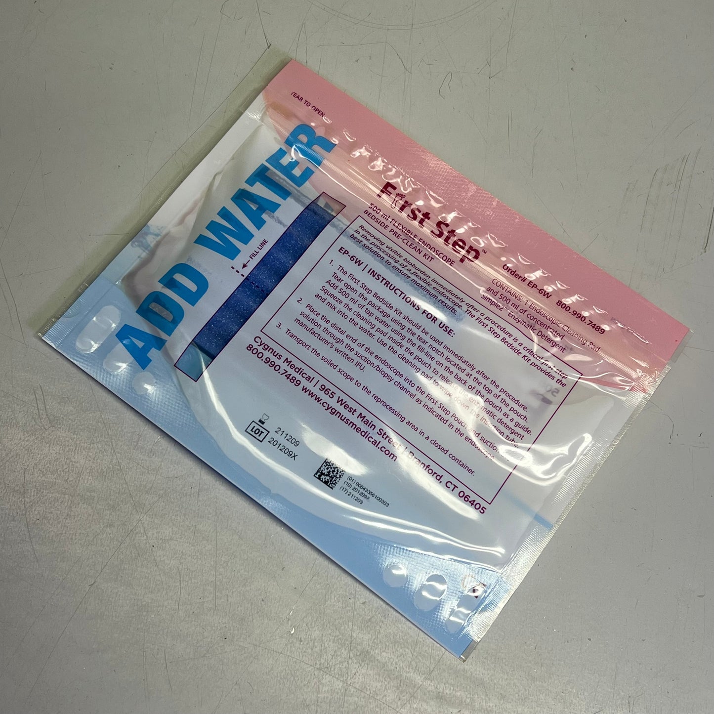 ZA@ CYGNUS MEDICAL (7 PACK) First Step Flexible Endoscope Bedside Pre-Clean Kit 500ml EP-6W