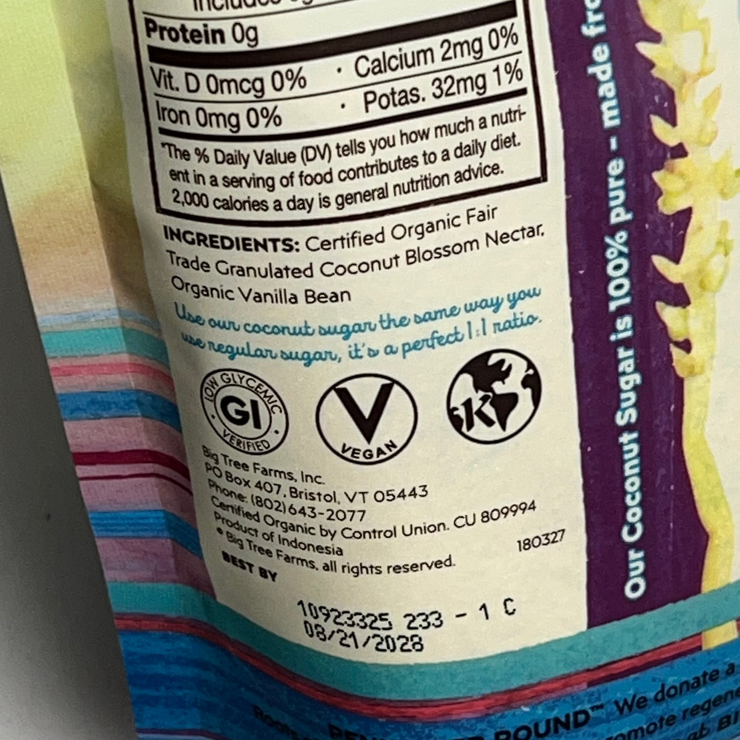 BIG TREE FARMS (3 PACK) Vanilla Coconut Sugar Unrefined 14 Oz Brown BB 08/28