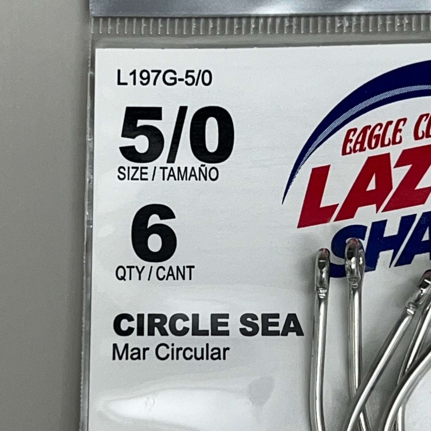 EAGLE CLAW (5 PACK) Circle Sea Freshwater & Saltwater Chrome #5/0 6pc L197G-5/0