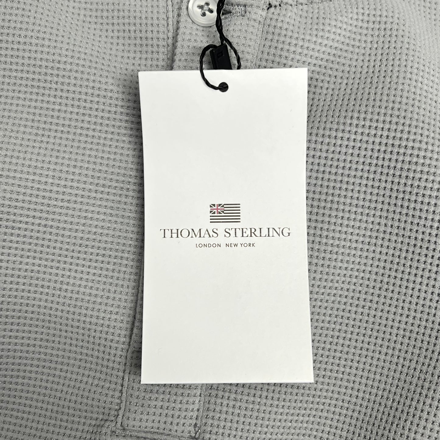 THOMAS STERLING Waffle Knit Half Button Up Long Sleeve Shirt Men's Sz S Grey