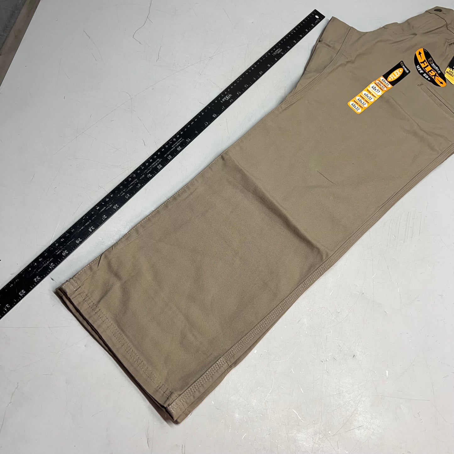 NOBLE OUTFITTERS Flex Stretch Canvas Work Pant Men's Sz 40x32 Khaki 18425