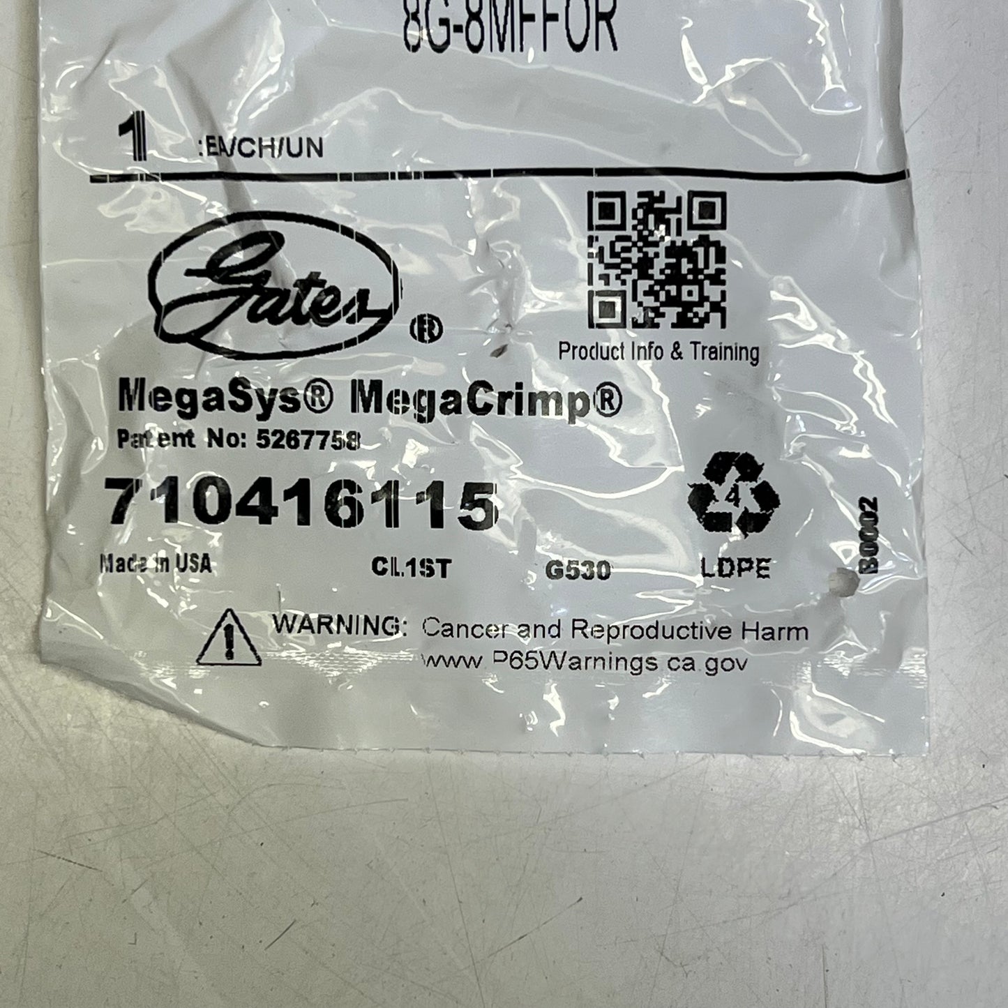 GATES Megacrimp Male Flat-face O-ring Coupling 1/2" x 2.69" Silver G25225-0808