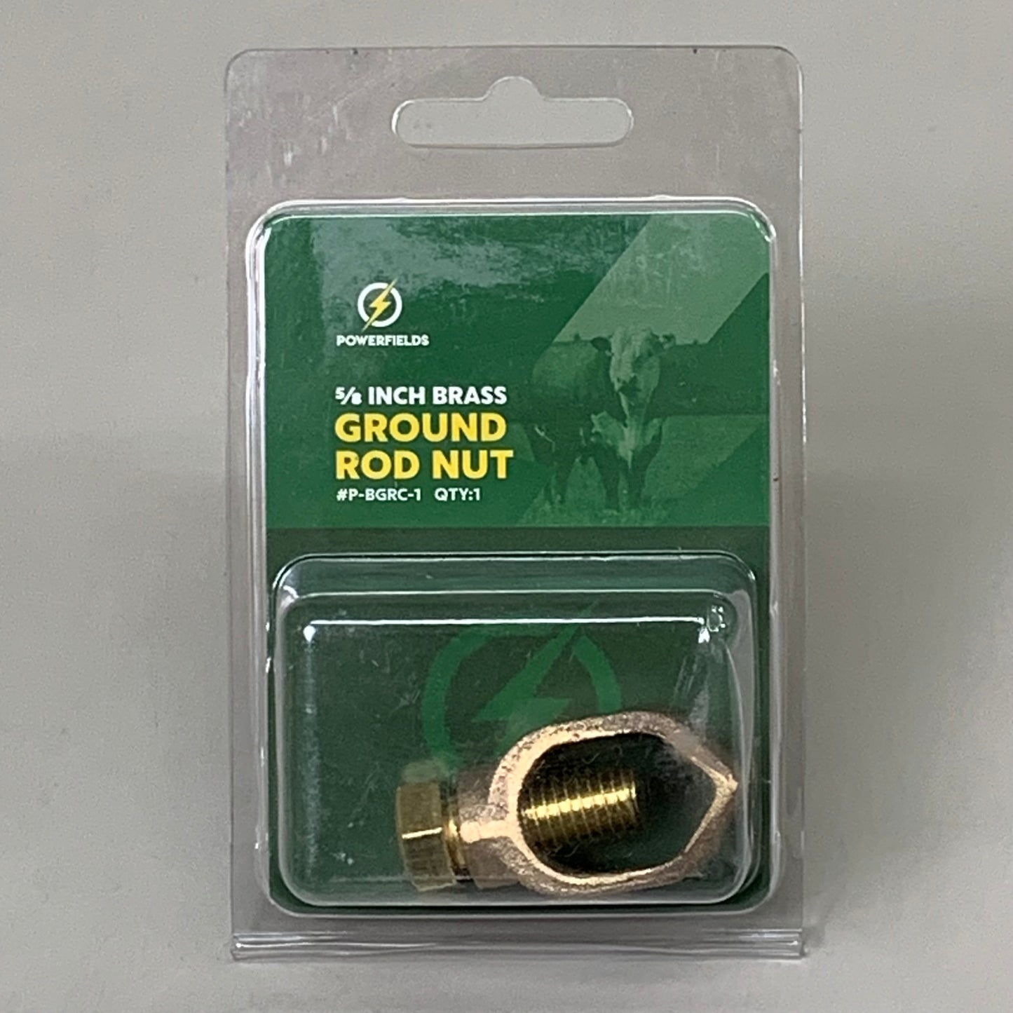 POWER FIELDS (6 PACK) Ground Rod Nut 5/8" Brass Clamps Wire to 12-1/2G P-BGRC-1