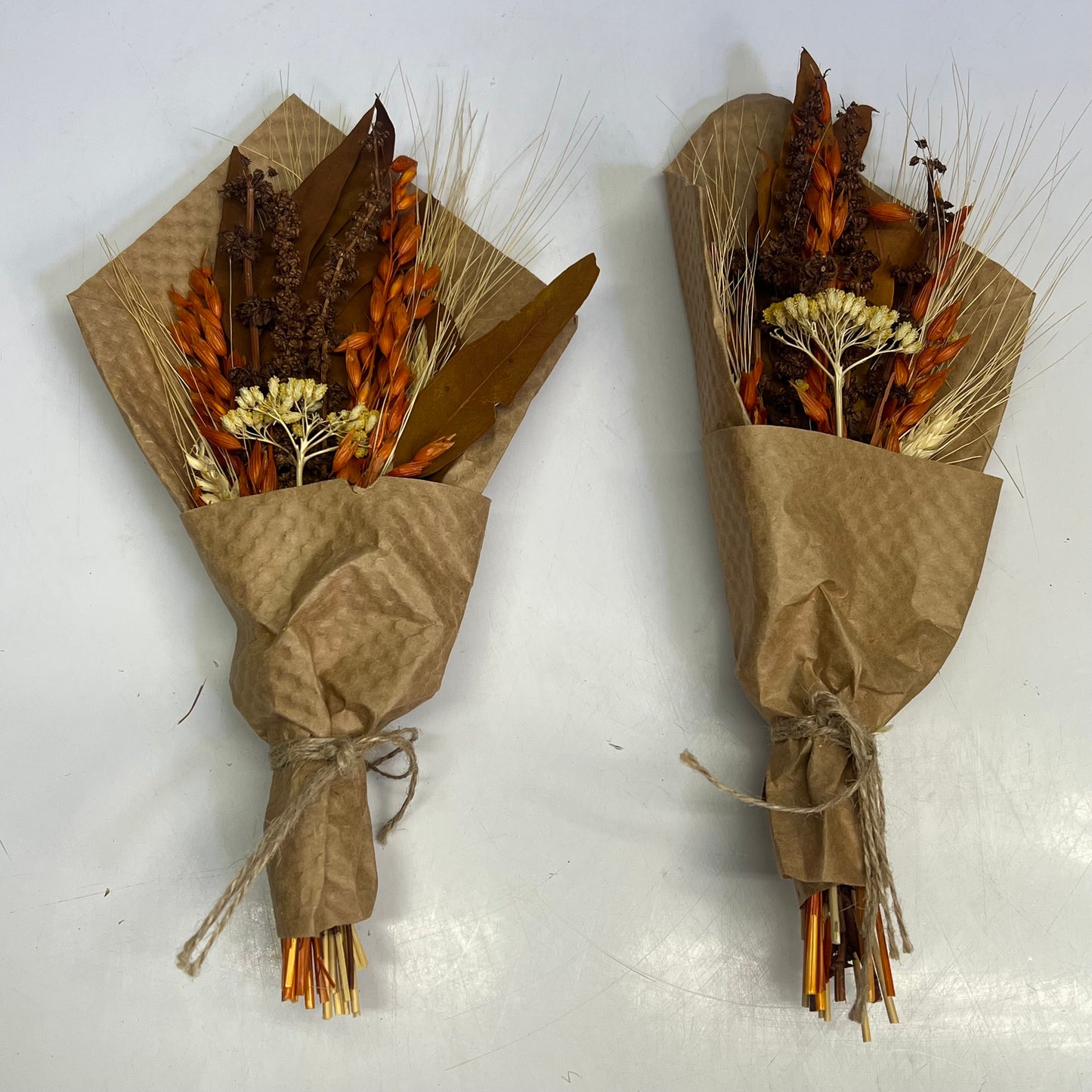 ZA@ ANDALUCA (2 PACK) Floral, Leaves & Wheat Dried Bouquet Medium 13" Orange, Brown & Yellow A