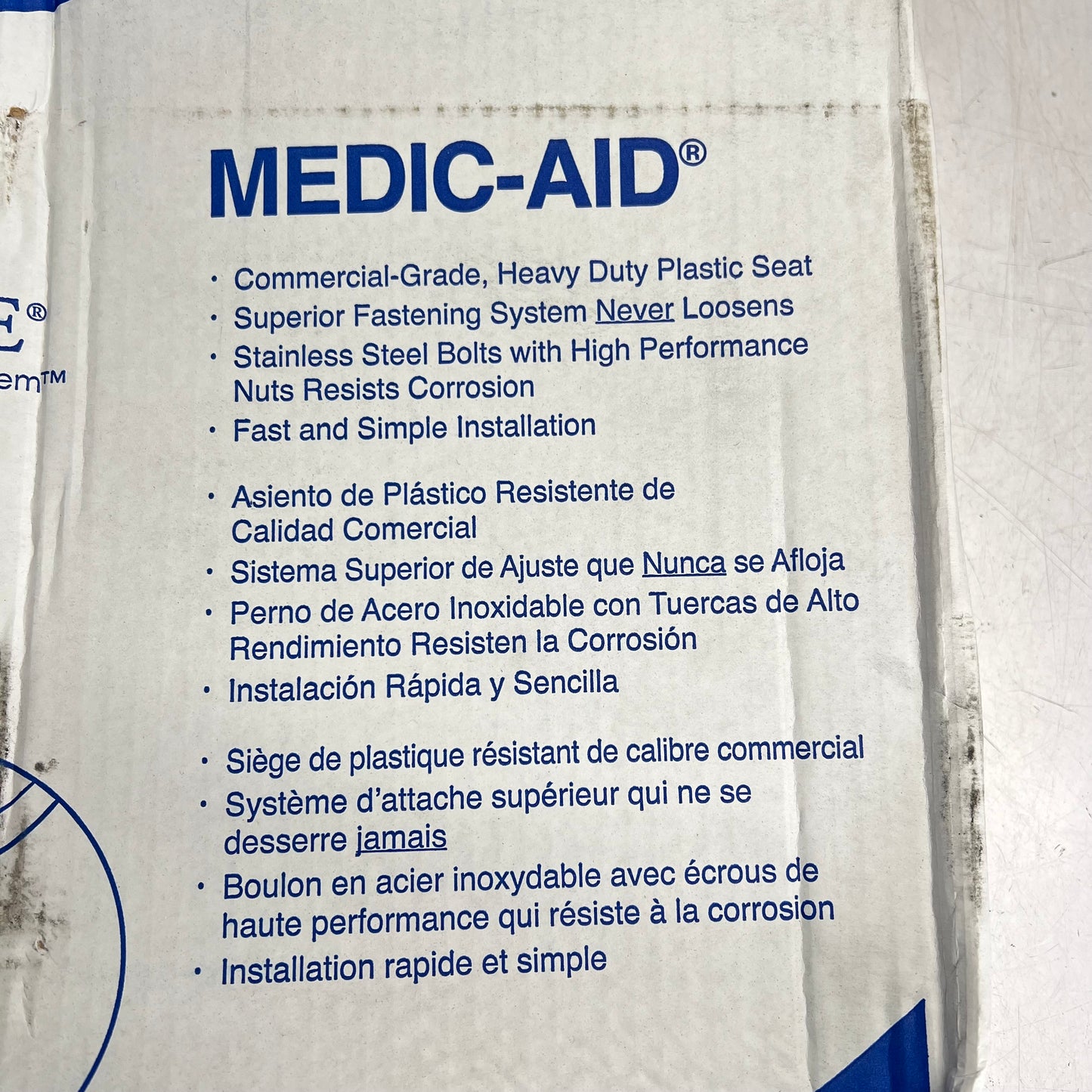 BEMIS Medic-Aid Elongated Toilet Seat Heavy Duty Plastic 2"Lift White 2P892A 000