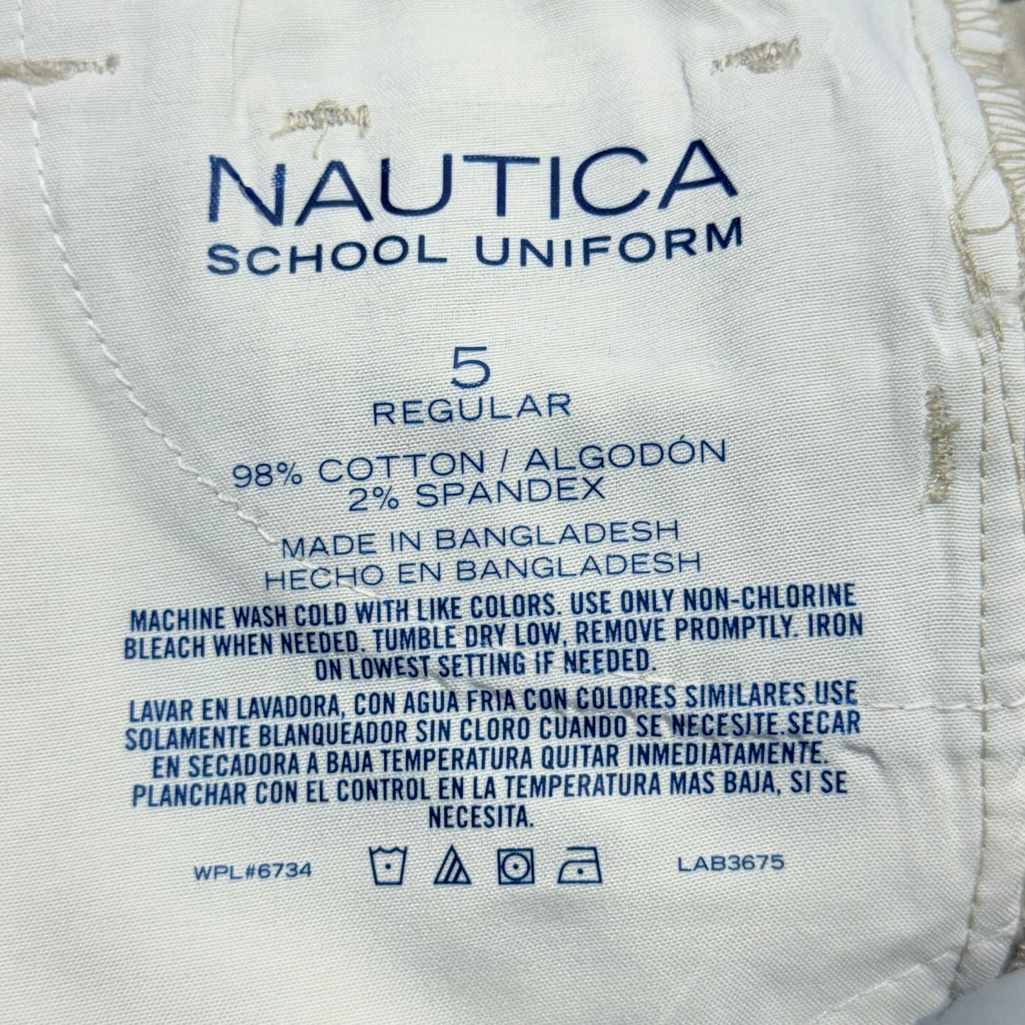 NAUTICA JEANS Boys' School Uniform Pants Sz 5 Regular Khaki - NUFDC01E (New)