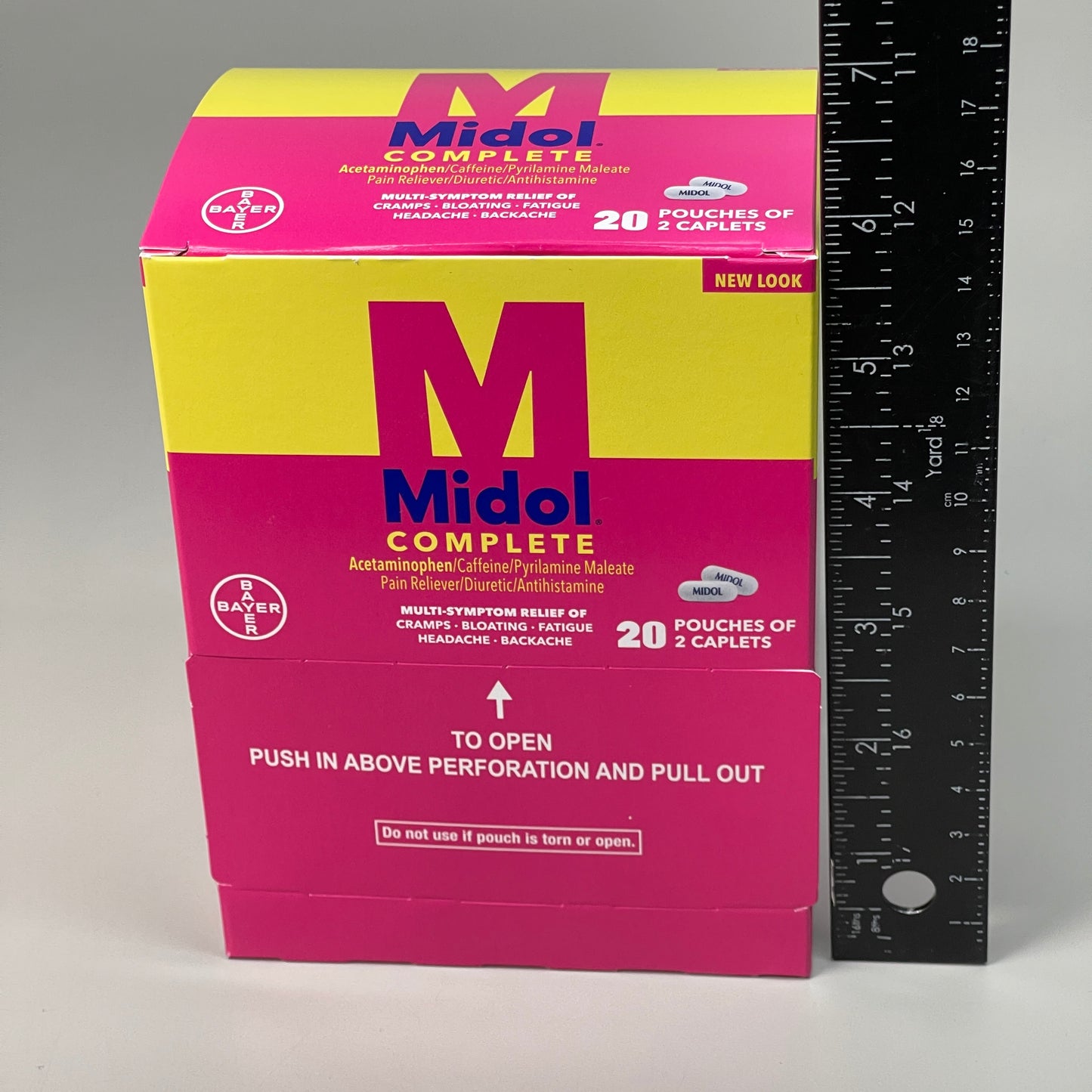 MIDOL Complete Symptom Relief of Cramps, Bloating, Fatigue 40 Caplets(20 pouches, 2 caplets each) Exp 08/24