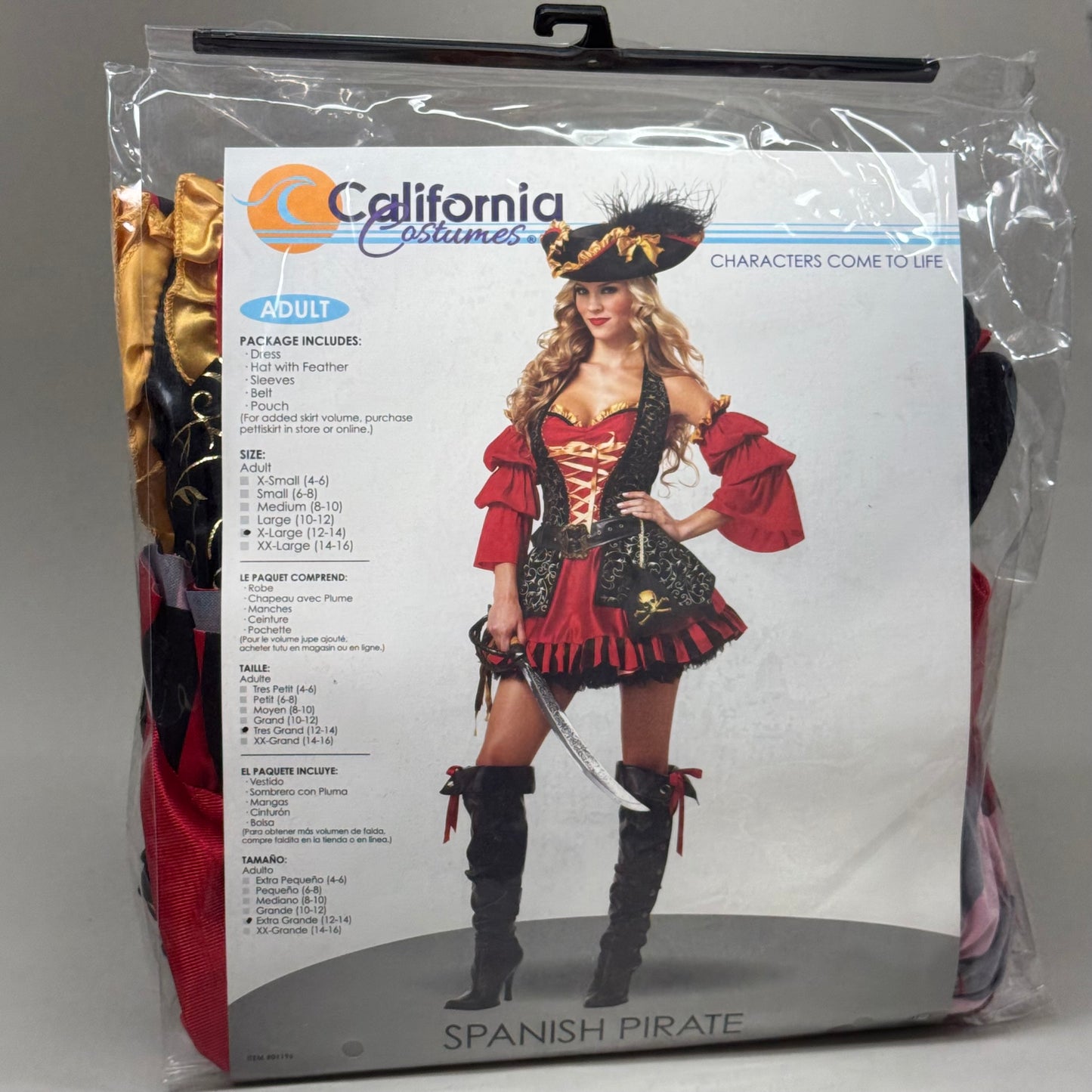 CALIFORNIA COSTUMES Women's Spanish Pirate Sz-XL (12-14) Red/Black 01196