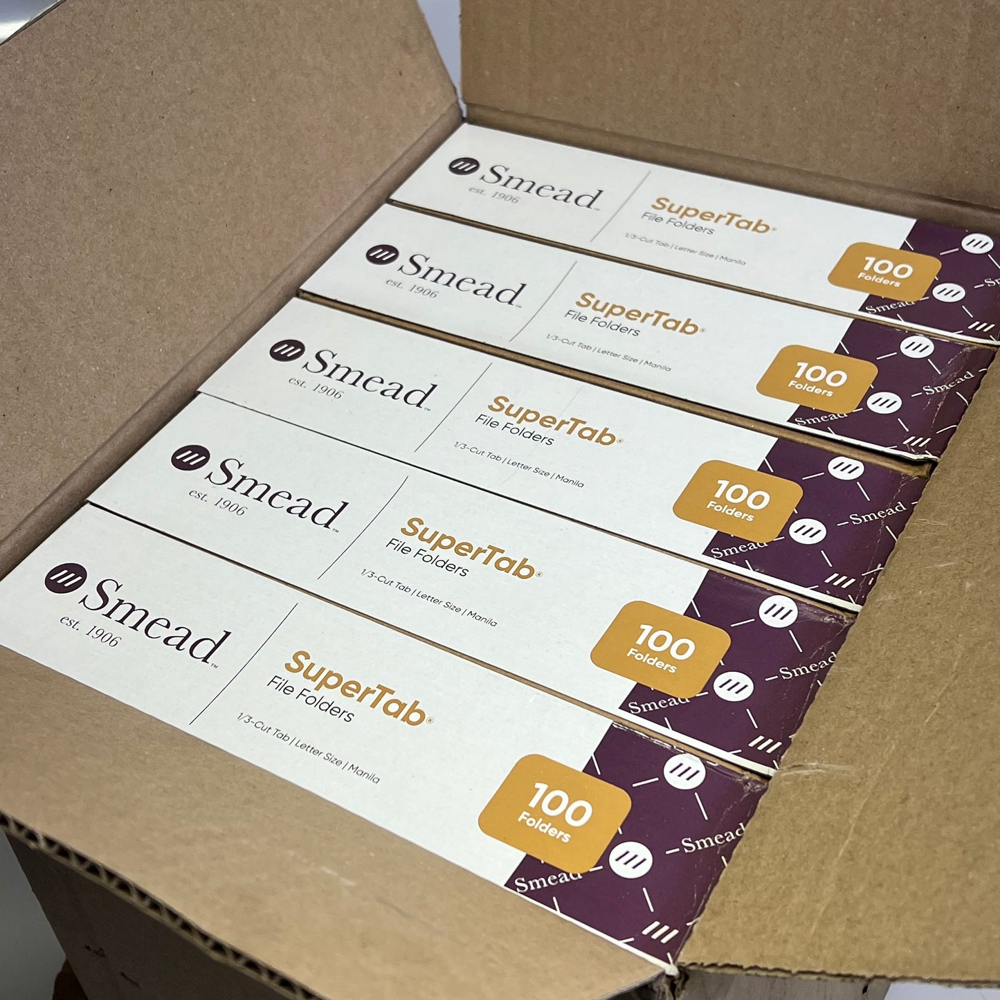 ZA@ SMEAD (500 PACK) Super Tab File Folders 1/3 Cut Letter Sz Manila 10301 (Damaged)