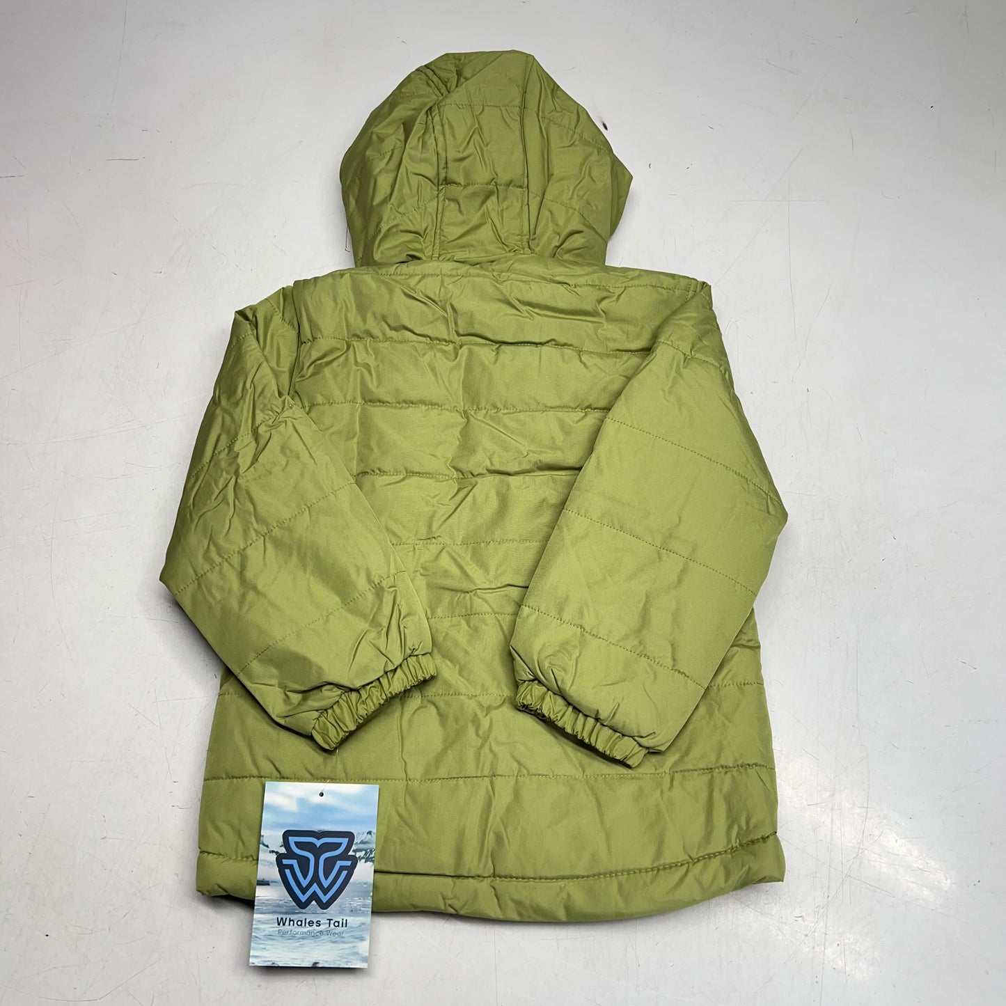WHALES TAIL Fleece Lined Hooded Full Zip Up Winter Coat  Boy's Sz 7 Forest Green
