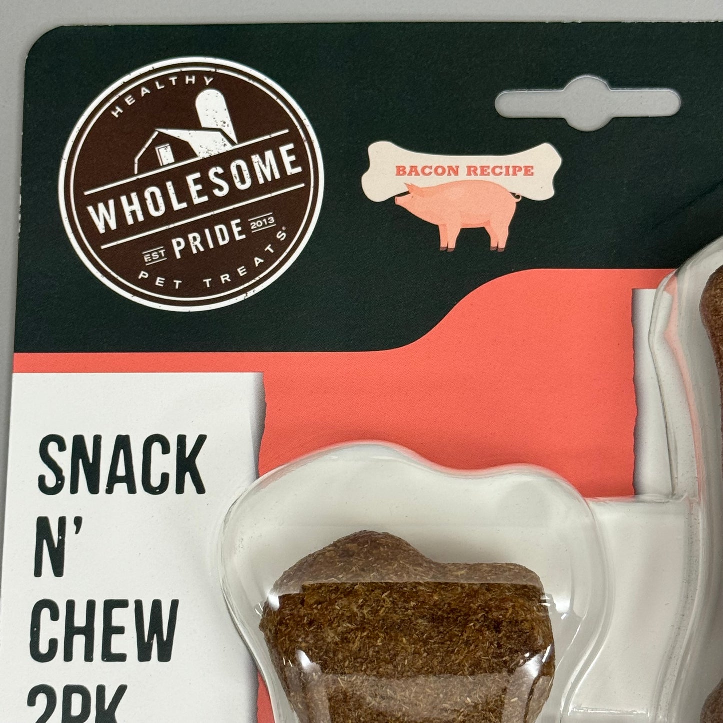 WHOLESOME Bacon Recipe Snack’n Chew 2Pk Edible & Non-Edible 3.4 oz