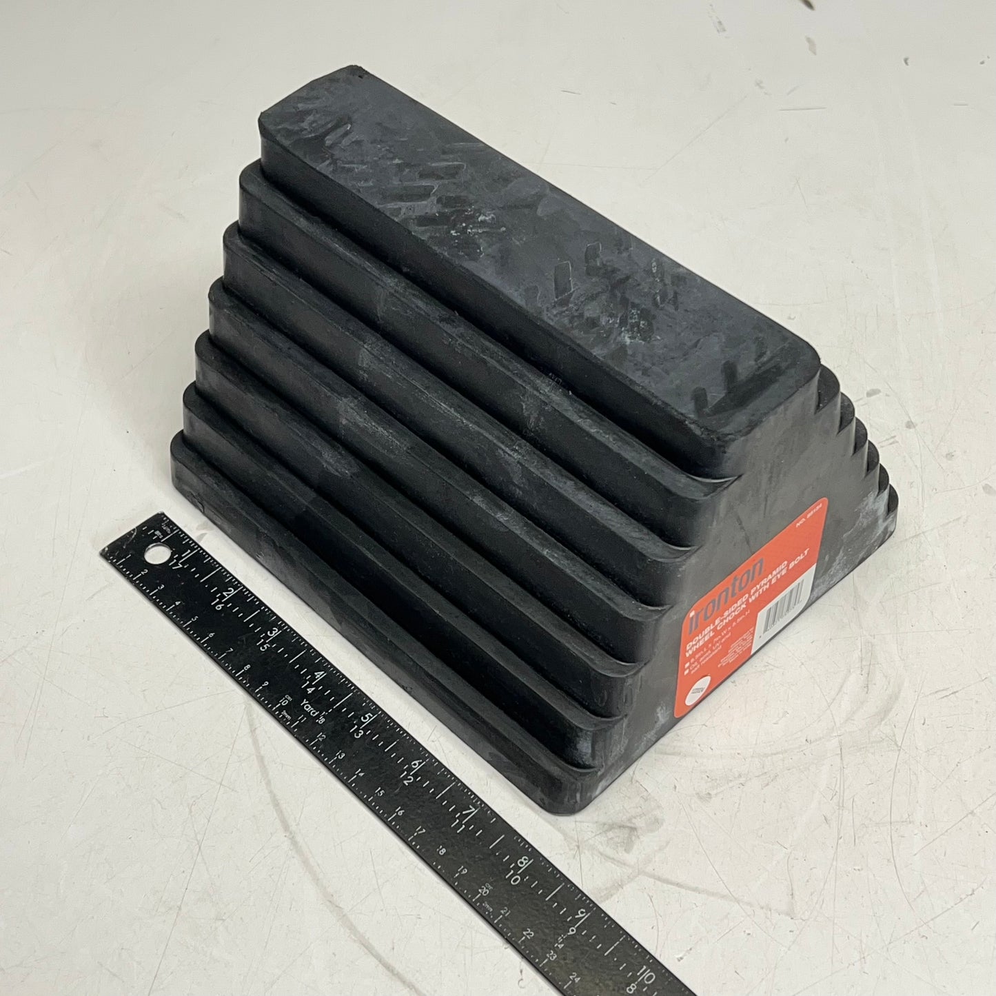 ZA@ IRONTON (2 PACK, 7lbs EACH) Double Sided Pyramid Wheel Chock W/ Eye Bolt Black 85154