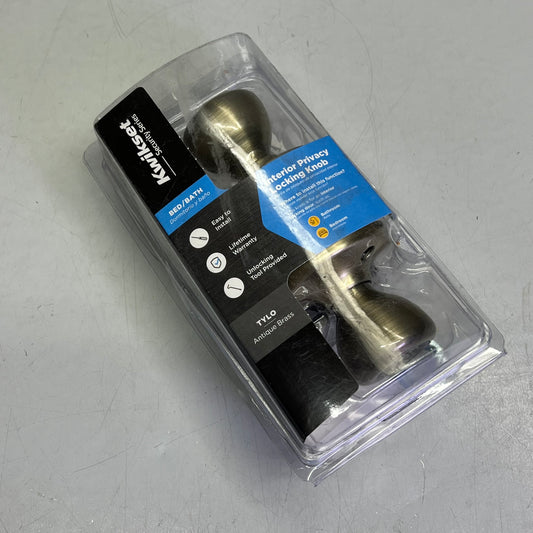 ZA@ KWIKSET Interior Privacy Knob Tylo Bed & Bath Knob Antique Brass 93001-869