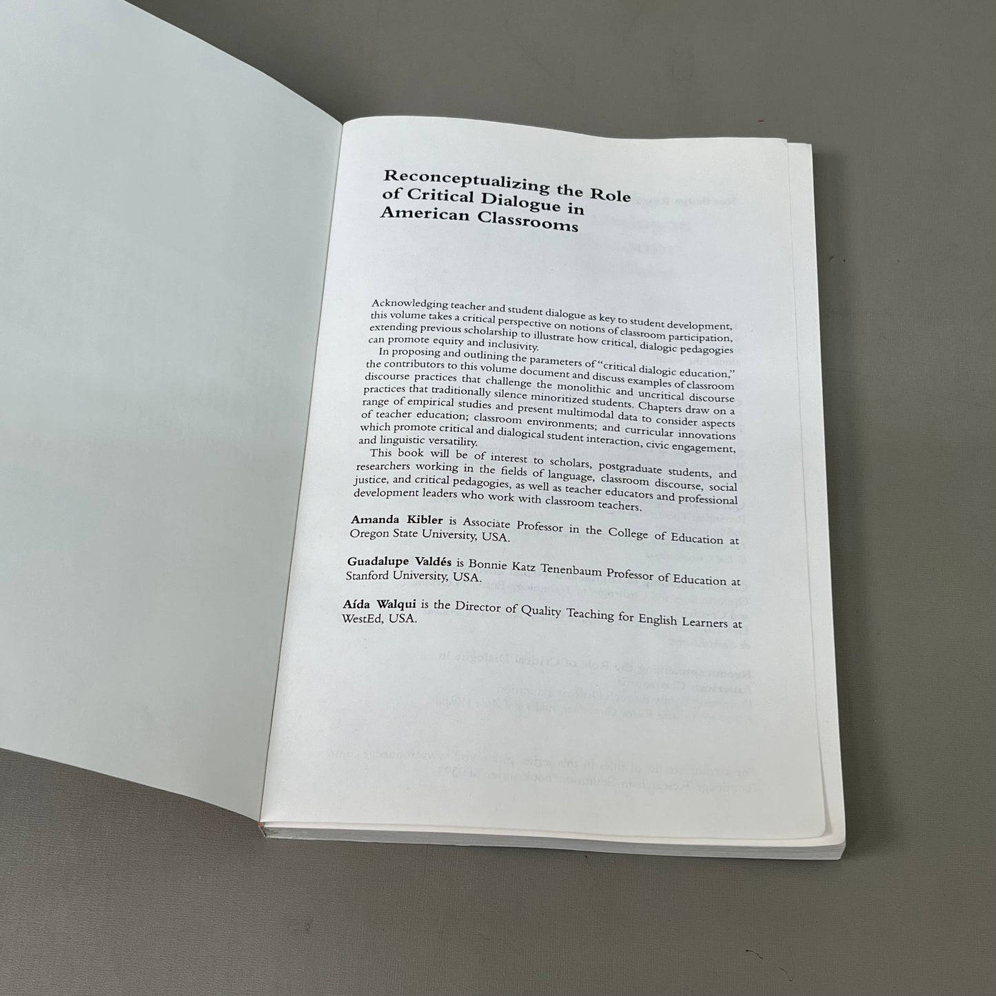 ROUTLEDGE Reconceptualizing the Role of Critical Dialogue in American Classrooms