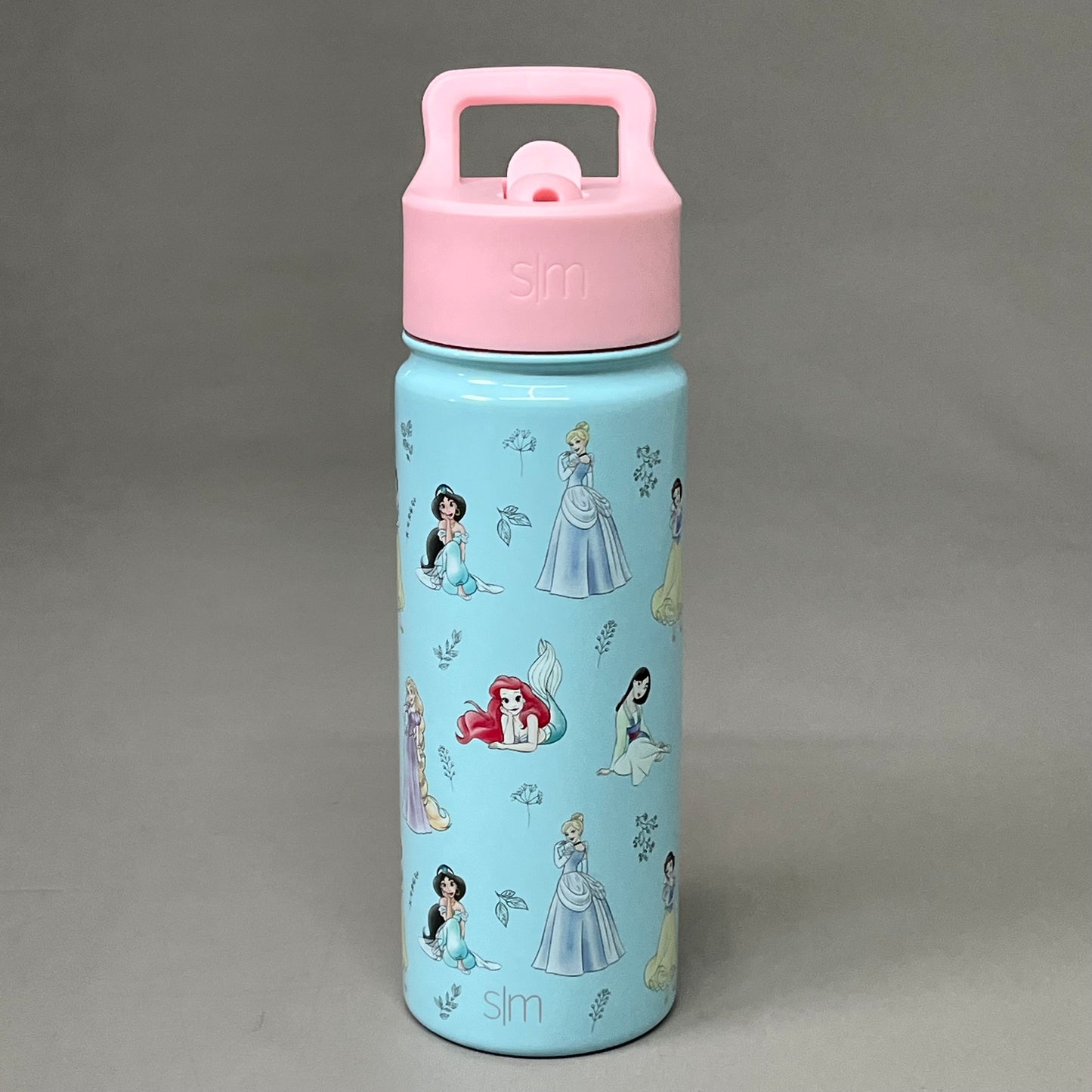 SIMPLE MODERN Stainless Steel Water Bottle w/ Straw Blue Disney Princess 18oz