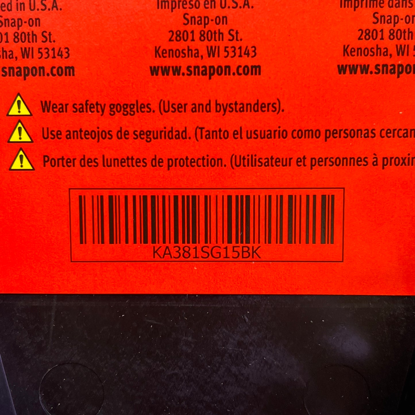 SNAP-ON 15 Tool Wrench Rack W/ Handle Fits 2" Deep Drawers Black KA381SG15BK