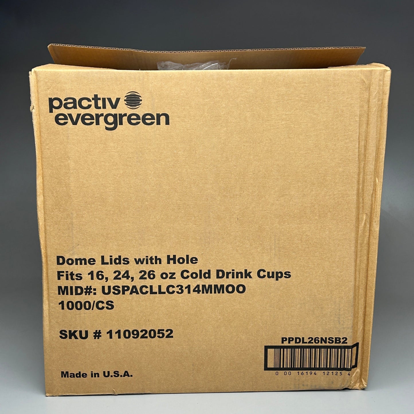 PACTIV EVERGREEN Dome Lids with Hole Fits 16, 24, 26 oz Cold Cups Clear USPACLLC31