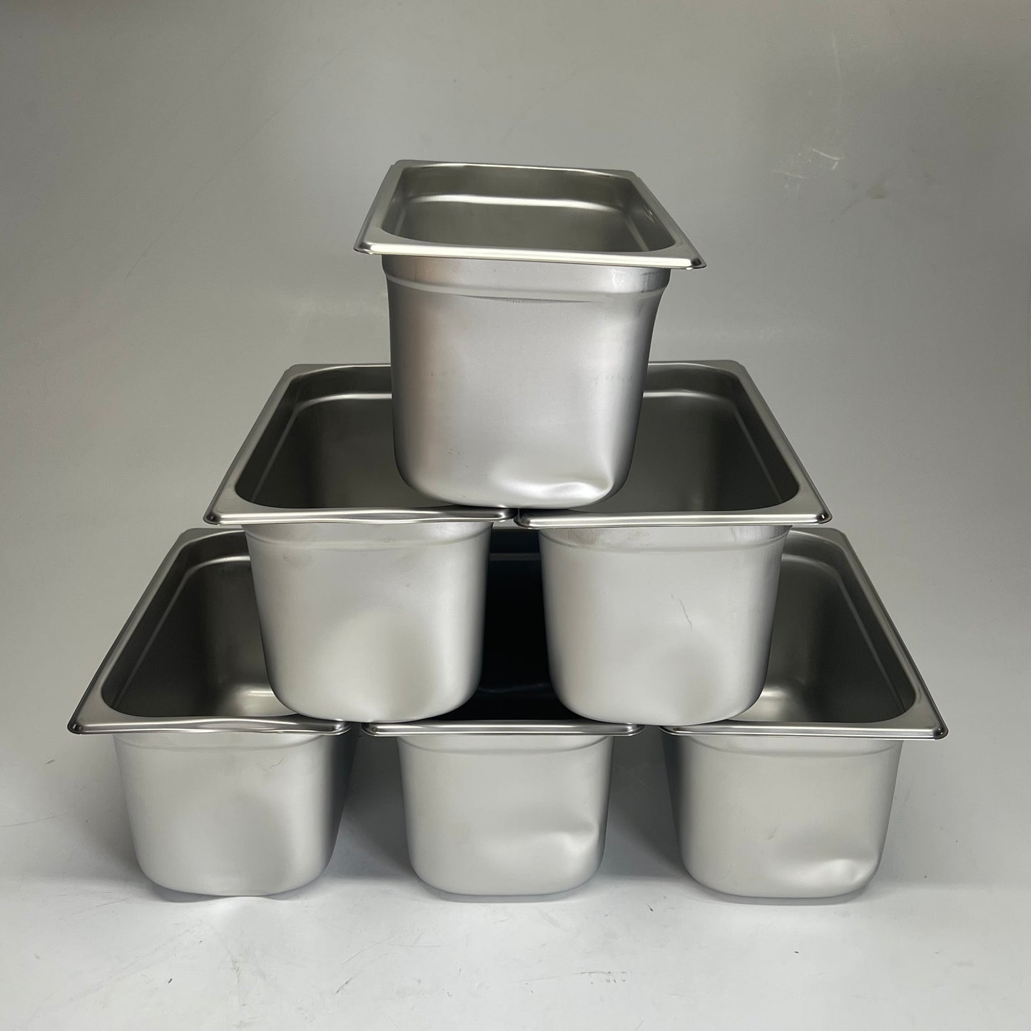 ZA@ WINCO (6 PACK) Steam Table Pans Stainless Steel 1/3 Size 6" Deep SPJL-306 (As-is) Dented
