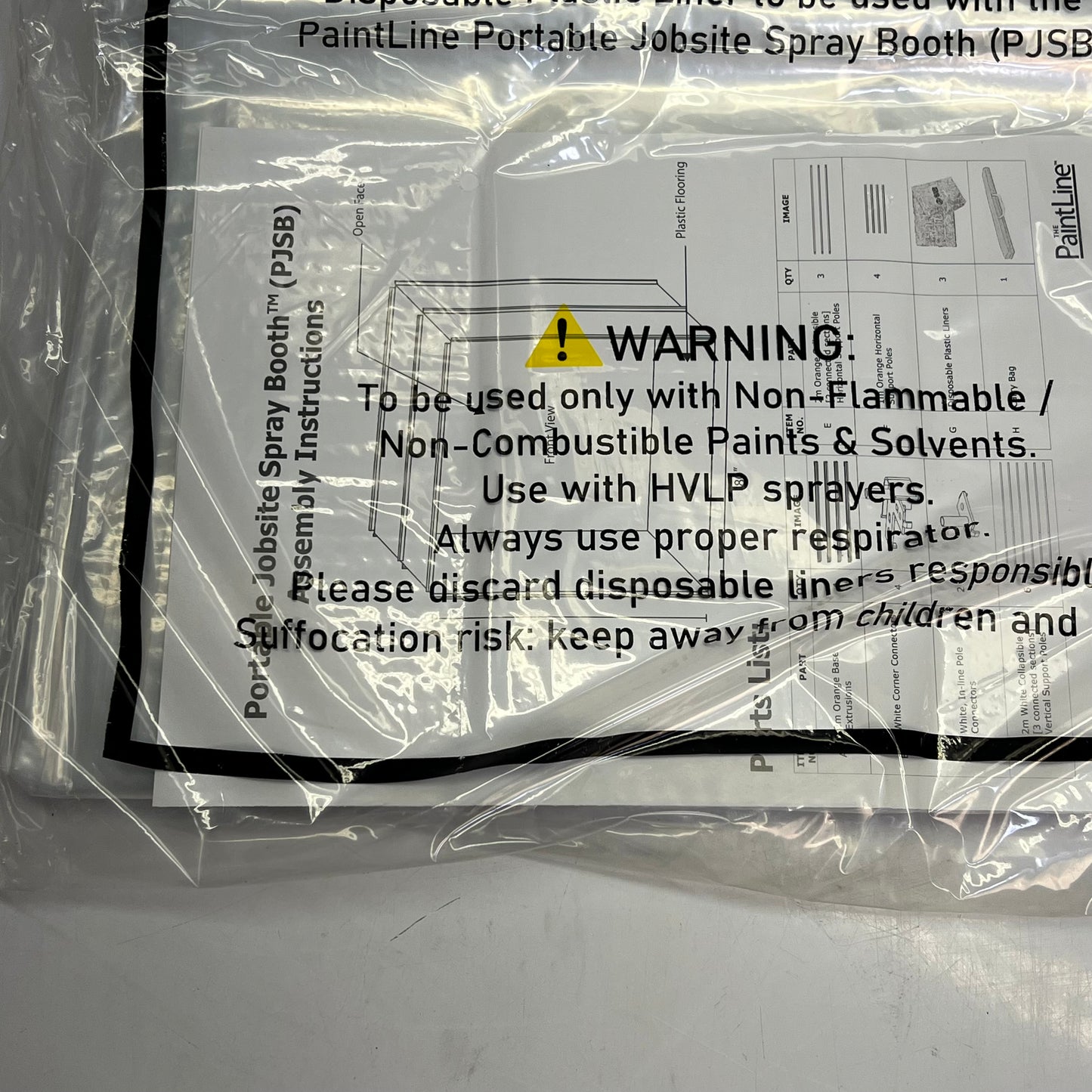 PAINT LINE (3 PACK) Portable Jobsite Spray Booth Liner 80"x80" Clear PJSB