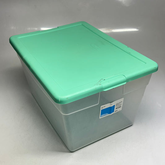 ZA@ ROOM ESSENTIALS Snap Lid Storage Containers 66qt Teal/Clear (Used)