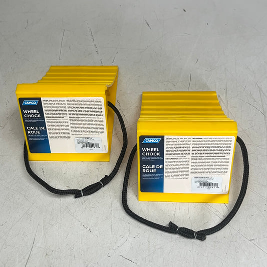ZA@ CAMCO (2 PACK) Plastic Wheel Chock W/ Rope for Tires up to 26" Yellow 44472